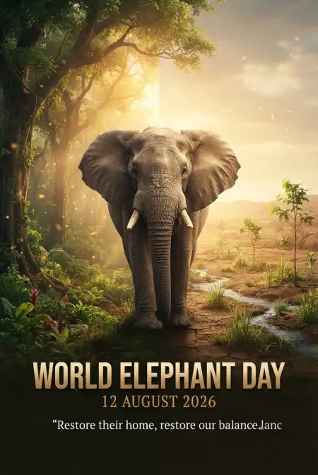 World Elephant Day 2026 Realistic Elephant Image - Free World Elephant Day 2026 Download