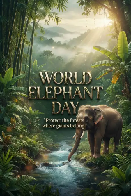 World Elephant Day 2026 Stop Elephant Poaching Poster - Free World Elephant Day 2026 Download