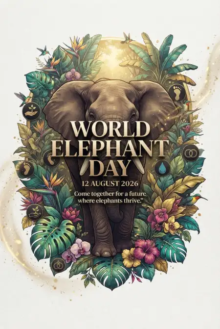 World Elephant Day 2026 Wildlife Awareness Poster - Free World Elephant Day 2026 Download