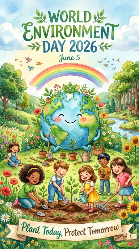 World Environment Day Globe Artwork For Children - Free World Environment Day Kids Artwork 2026 Download