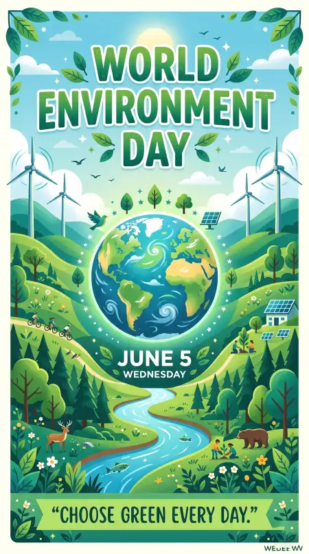 World Environment Day Poster Ideas With Green Earth Illustration - Free World Environment Day Poster Ideas 2026 Download