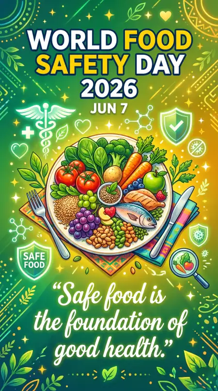 World Food Safety Day 2026 Safe Eating Awareness Poster - Free World Food Safety Day 2026 Download