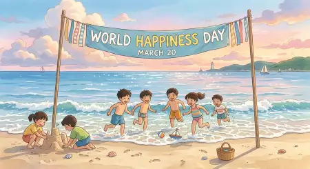 World Happiness Day 2026 Cartoon Illustration Prompt - Free World Happiness Day 2026 Download