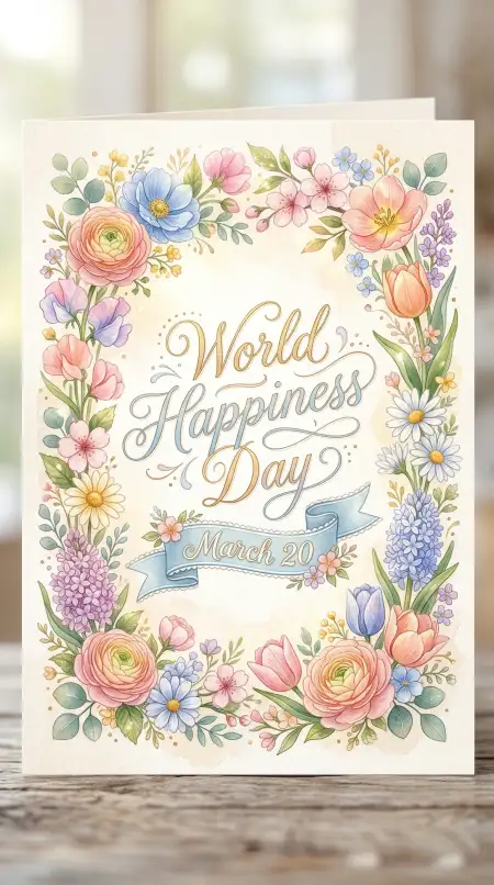 World Happiness Day 2026 Greeting Card Design 2 - Free World Happiness Day 2026 Download