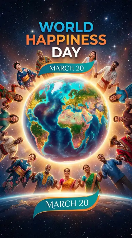 World Happiness Day 2026 Poster In Hindi - Free World Happiness Day 2026 Download
