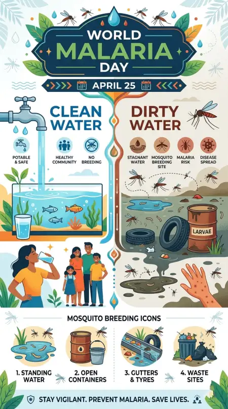 World Malaria Day 2026 Mosquito Prevention Tips Poster - Free World Malaria Day 2026 Download