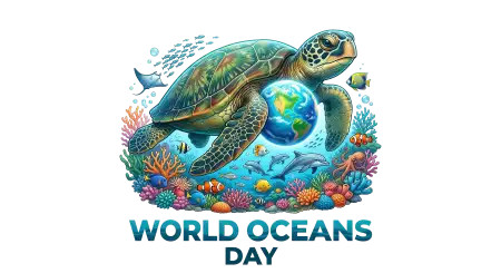 World Oceans Day Png With Turtle Illustration - Free World Oceans Day Png Download