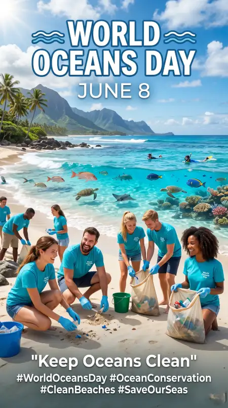 World Oceans Day Social Media Post Featuring Coral Conservation - Free World Oceans Day Social Media Post Download