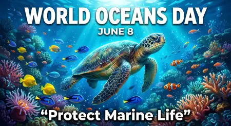World Oceans Day Social Media Post With Marine Animals - Free World Oceans Day Social Media Post Download