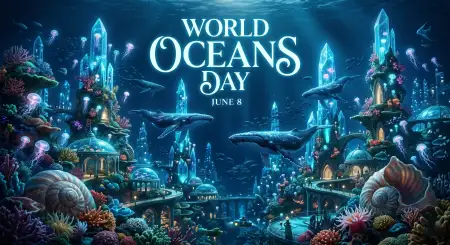 World Oceans Day Social Media Post With Sea Creatures - Free World Oceans Day Social Media Post Download