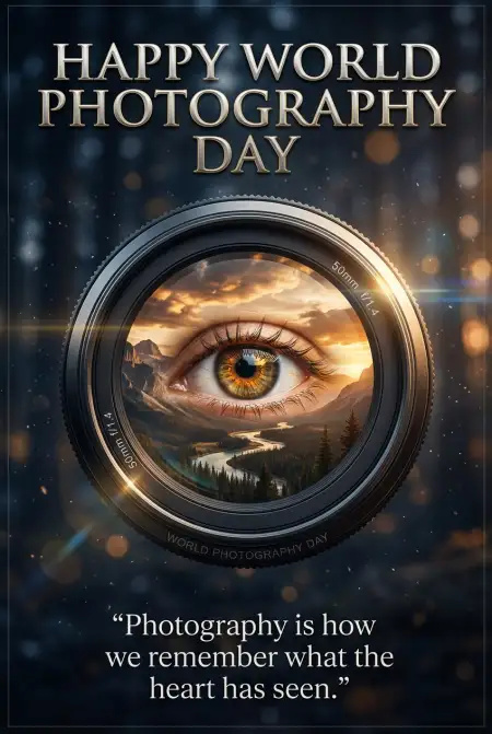 Free World Photography Day 2026 3d Camera Poster Image Download
