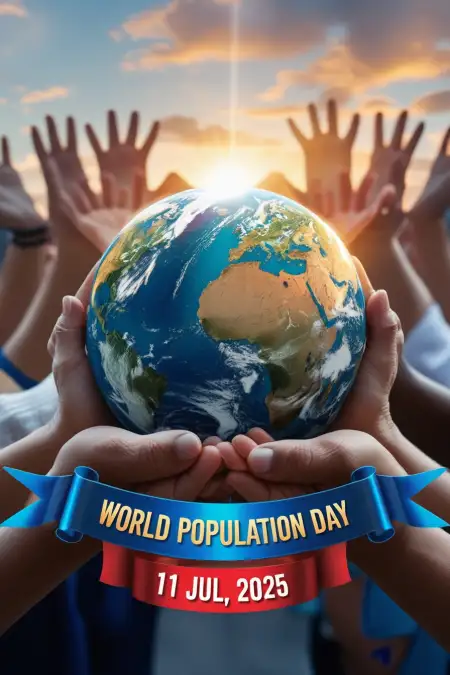 World Population Day Poster With Global Message - Free World Population Day Download