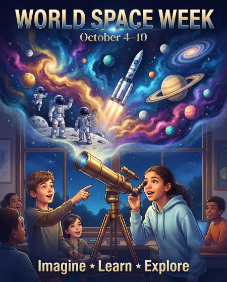 world space week exploration and discovery poster