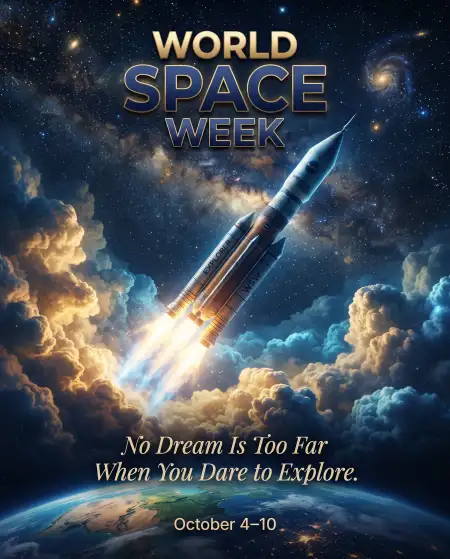 world space week rocket in space