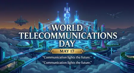 World Telecommunications Day 2026 Futuristic Communication Banner - Free World Telecommunications Day Download