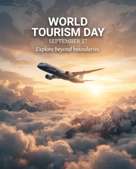 world tourism day airplane vector 2026