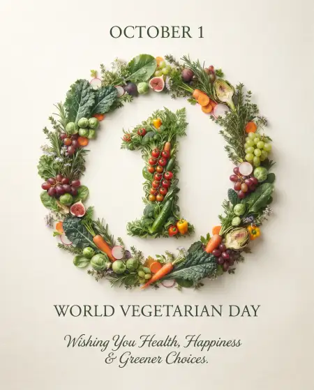 world vegetarian day october 1 2026 greeting card