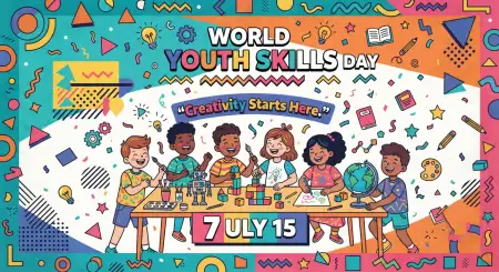 World Youth Skills Day 2026 Illustration Banner - Free World Youth Skills Day 2026 Banner Download