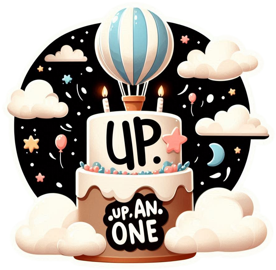 1st birthday cake png with stars and balloons