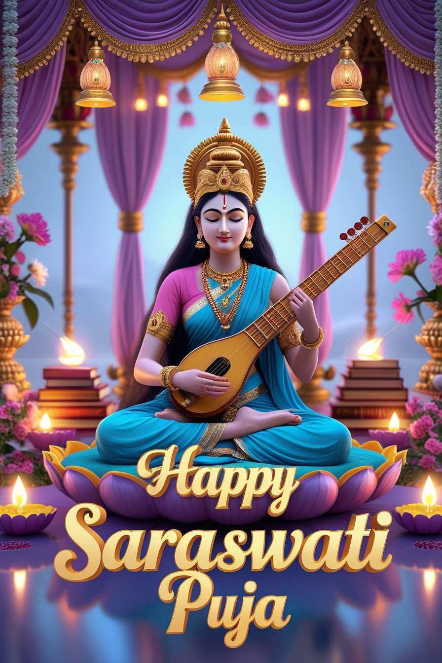 2025 saraswati puja new hd wallpapers