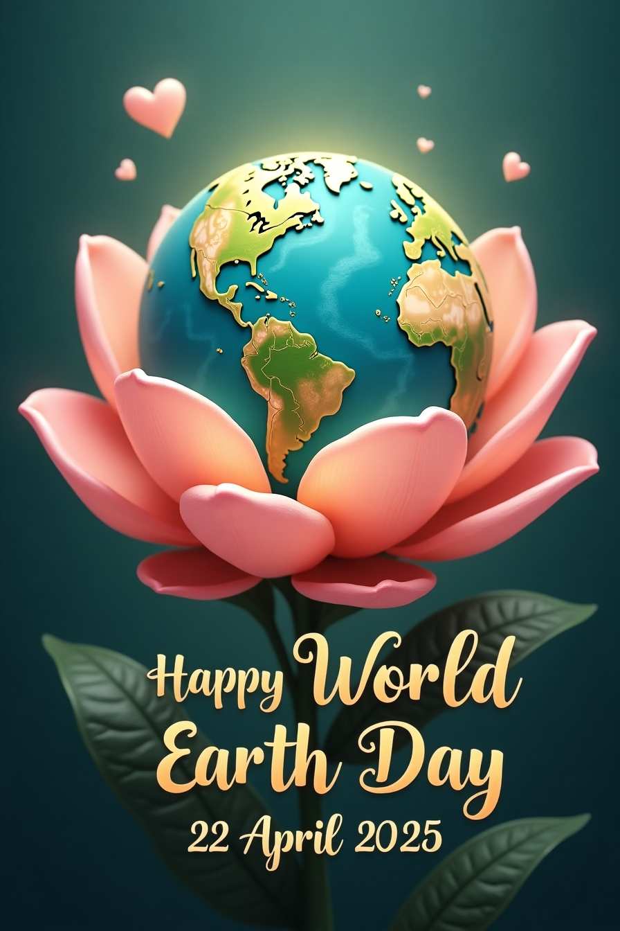 3D Earth Day 2025 celebration banner