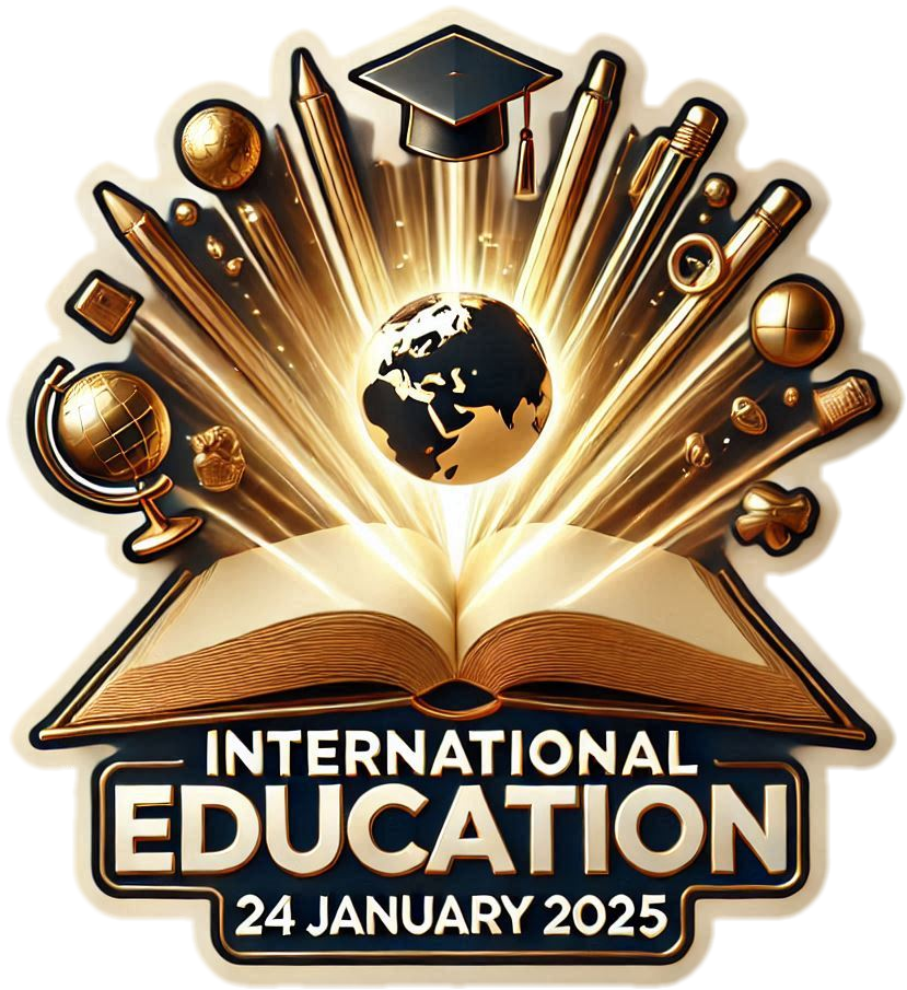 3d international education day png with text and icons