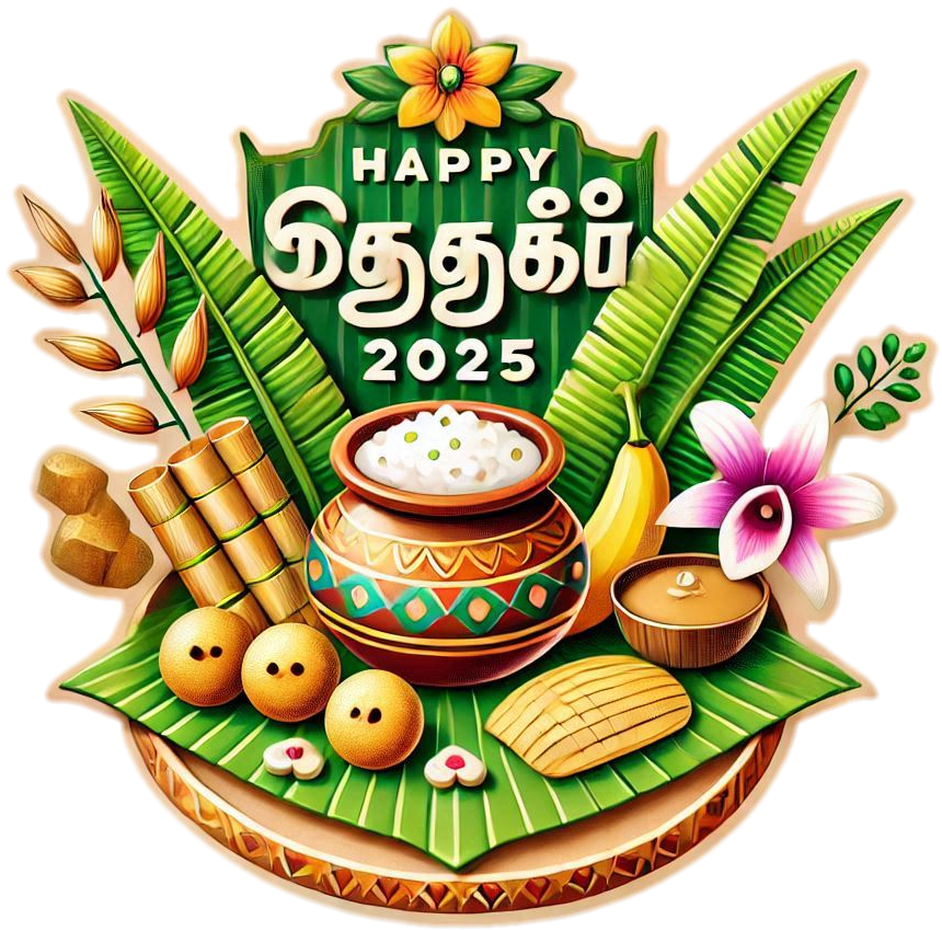 3d tamil text happy pongal 2025 png