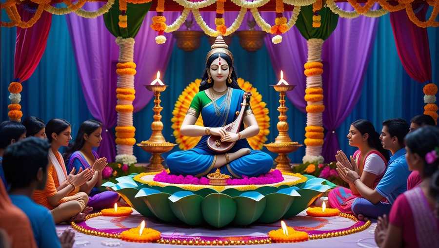 4k saraswati puja goddess images