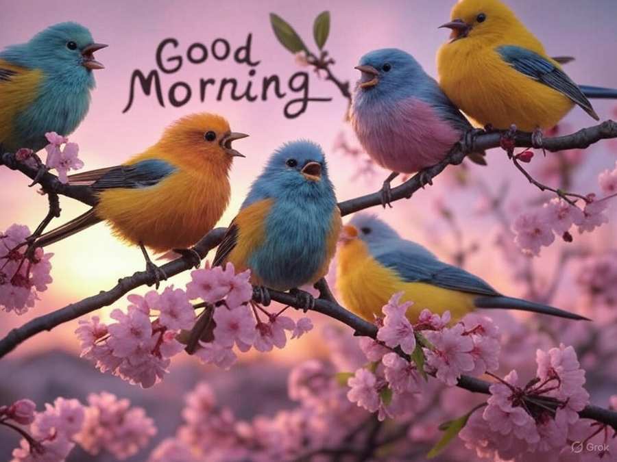 Animated good morning image with shining sun