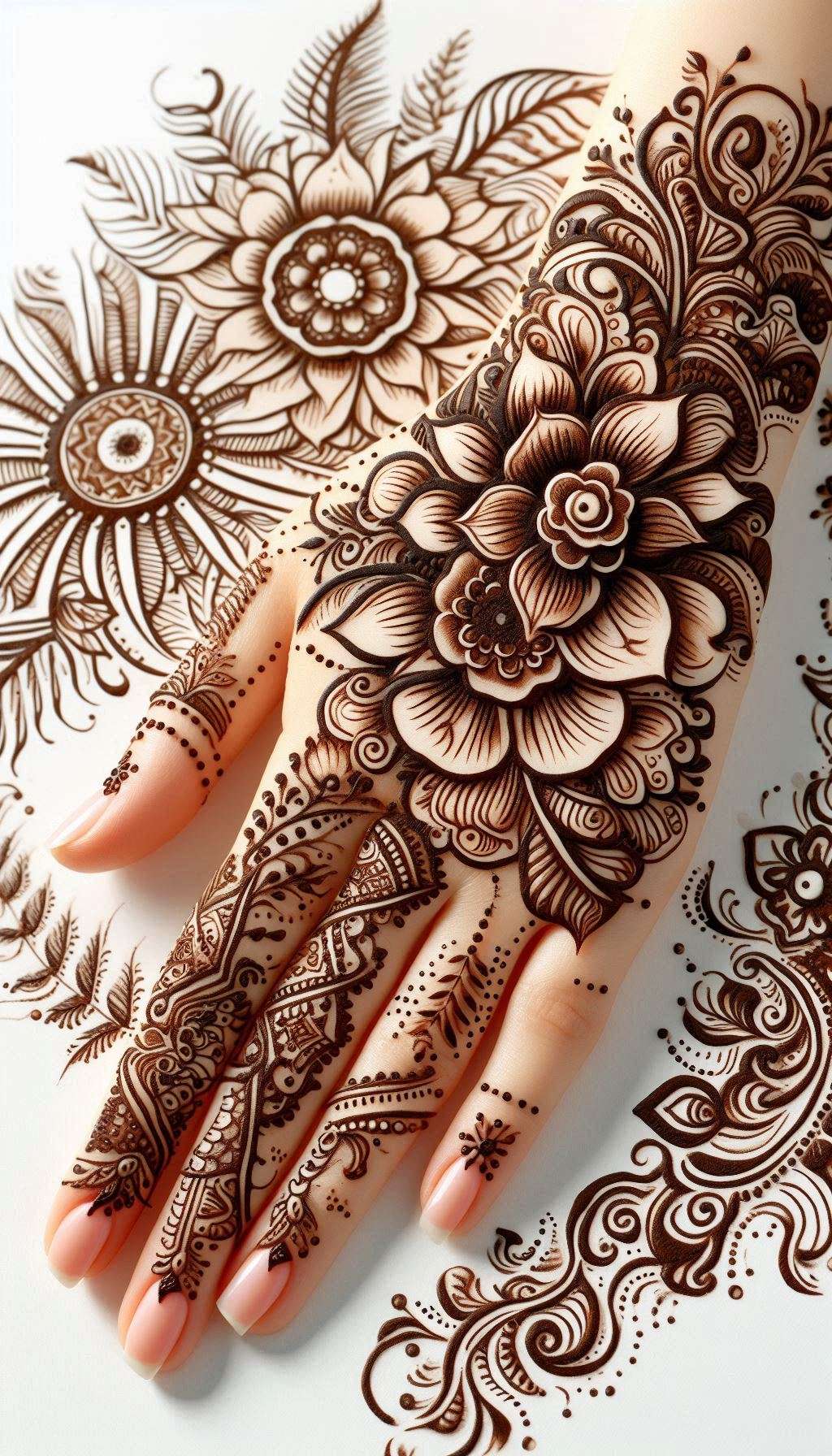 arabic mehndi design with floral patterns