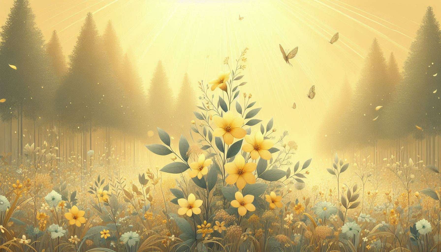 artistic light yellow background with flower