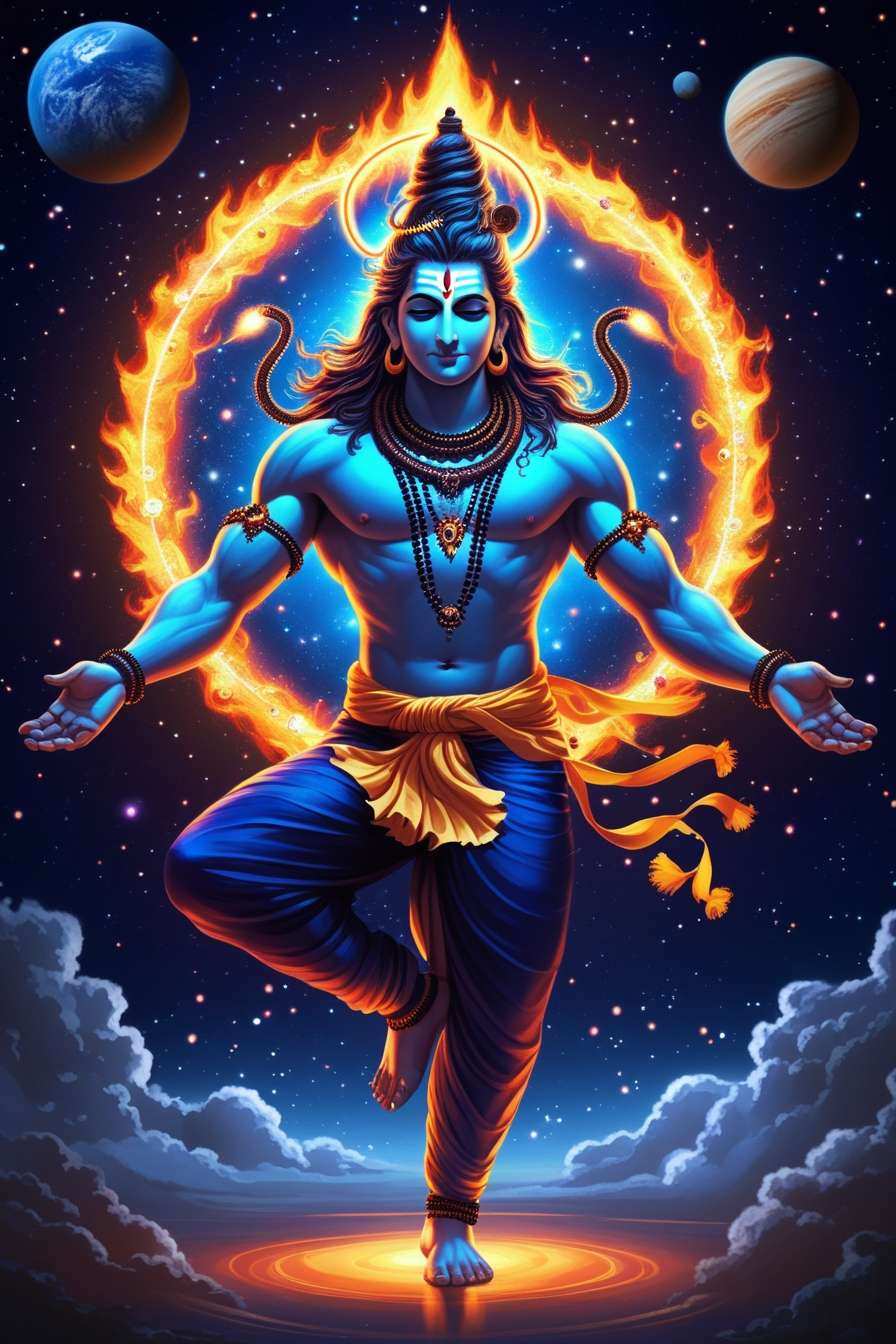 artistic shivratri background with hindu symbols