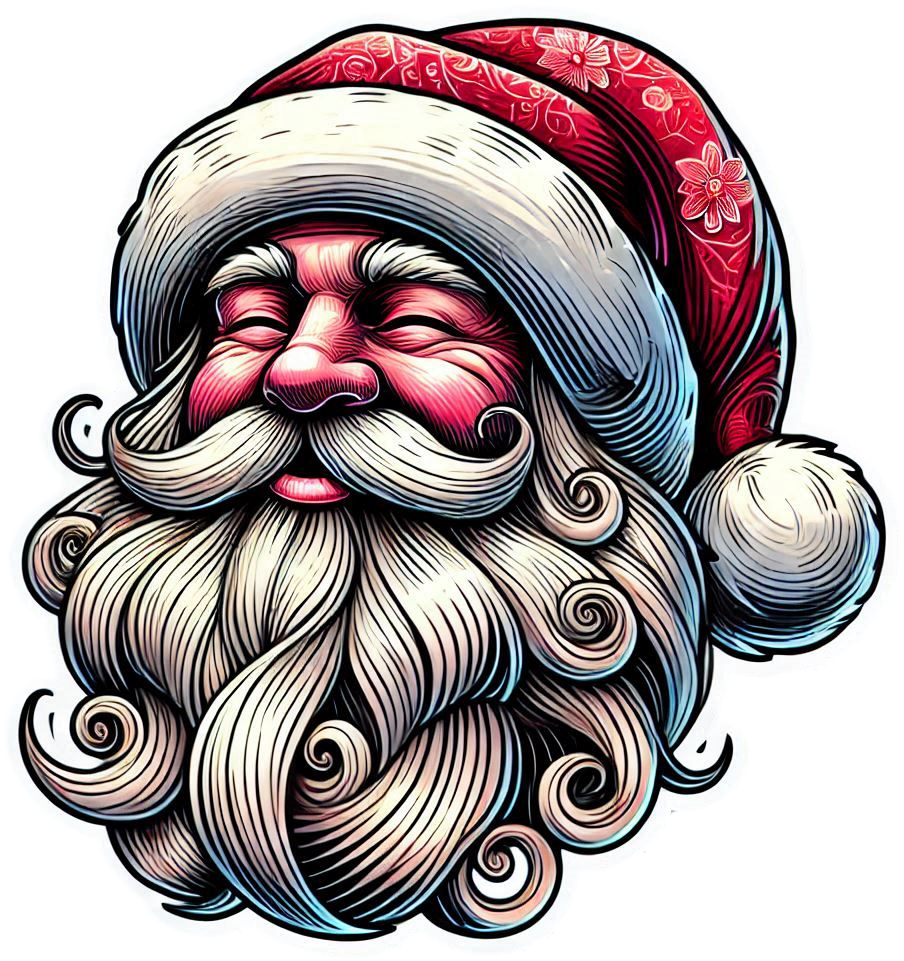 artistic smiling santa claus png illustration