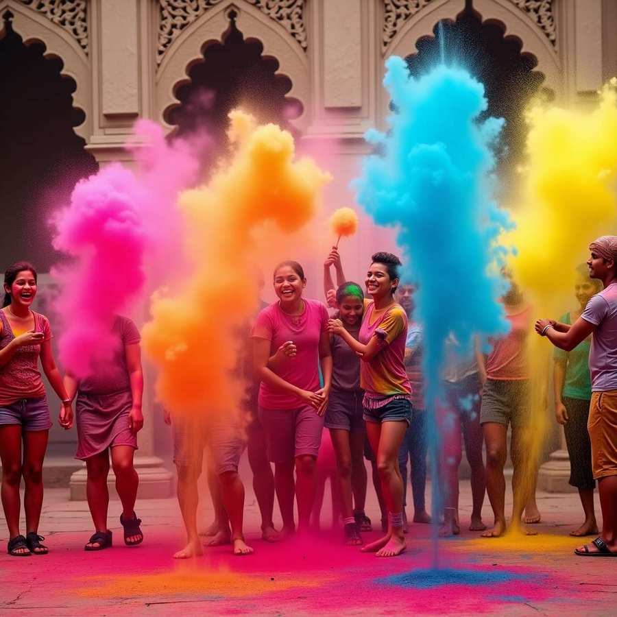authentic indian holi pichkari and gulal background illustrations