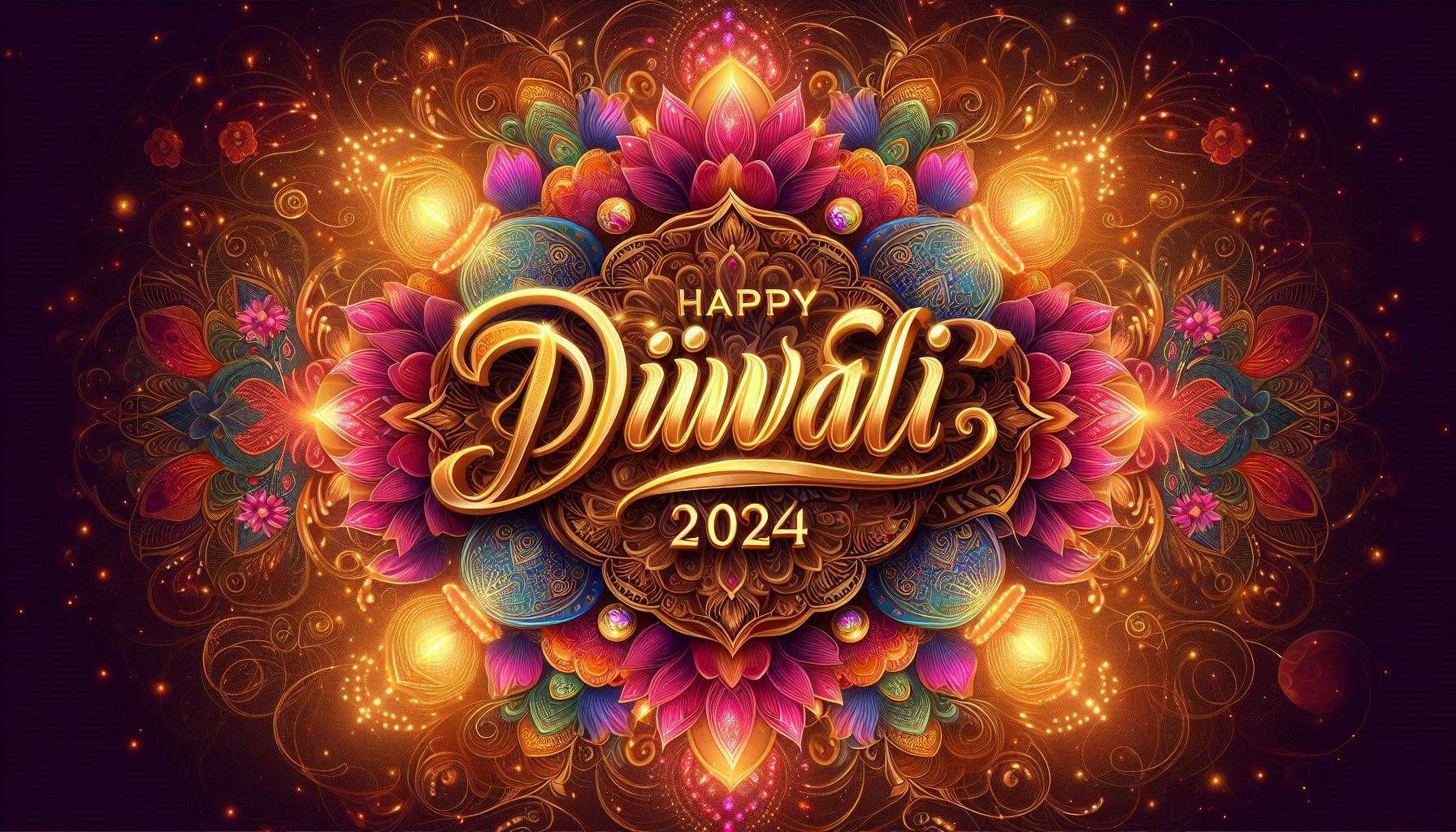 beautiful happy diwali 2024 images with colorful rangoli