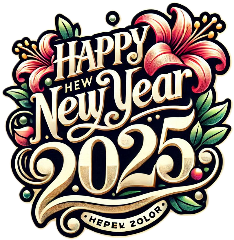 beautiful happy new year 2025 text png overlays