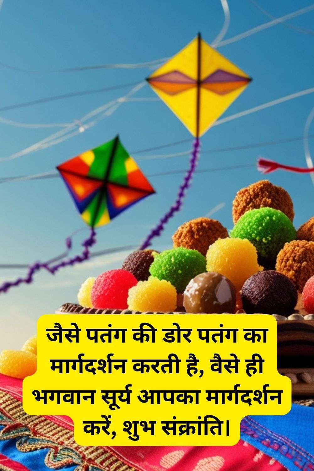 beautiful makar sankranti shubhkamnaye in hindi with kites