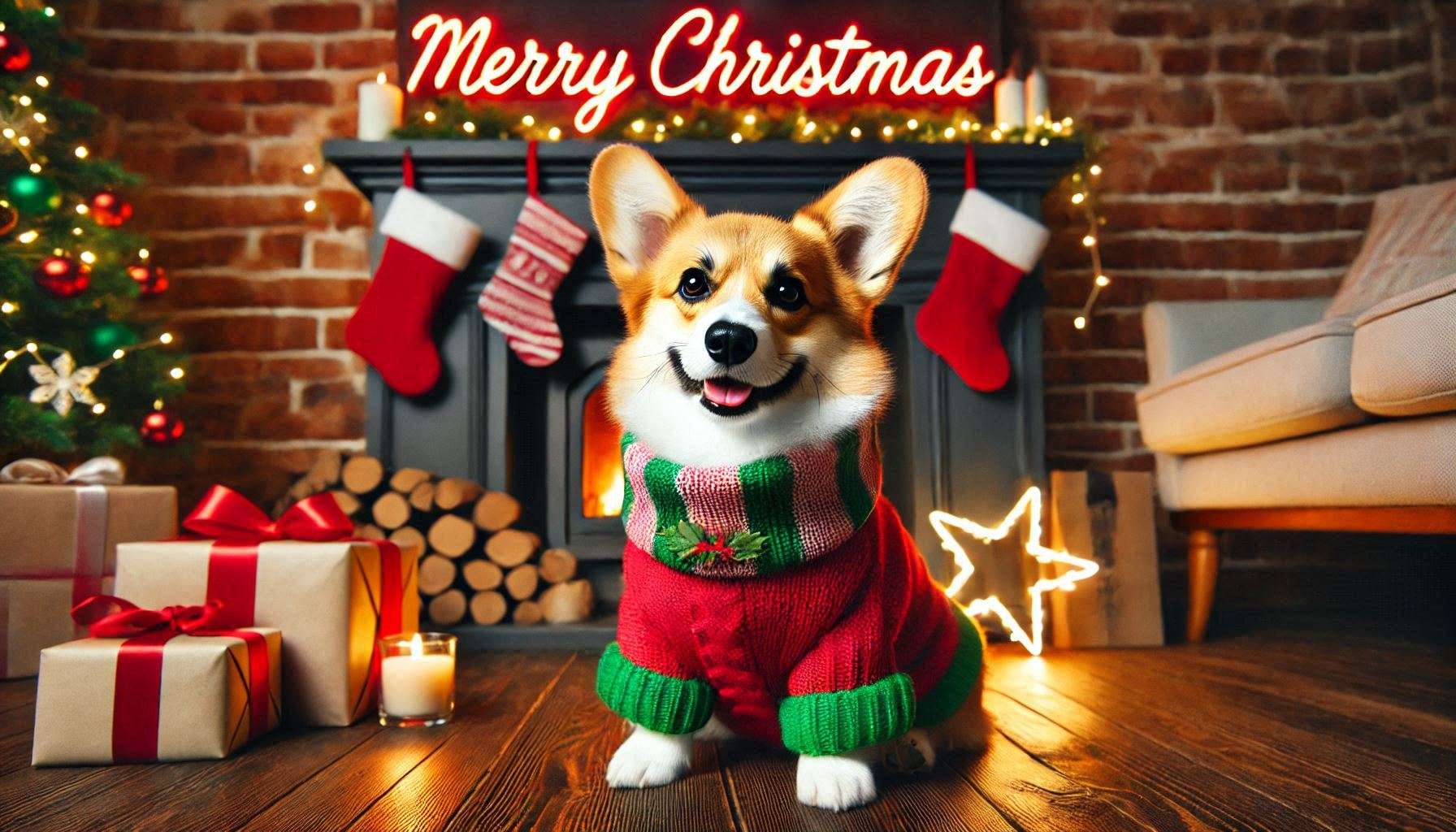 beautiful merry christmas dog image png