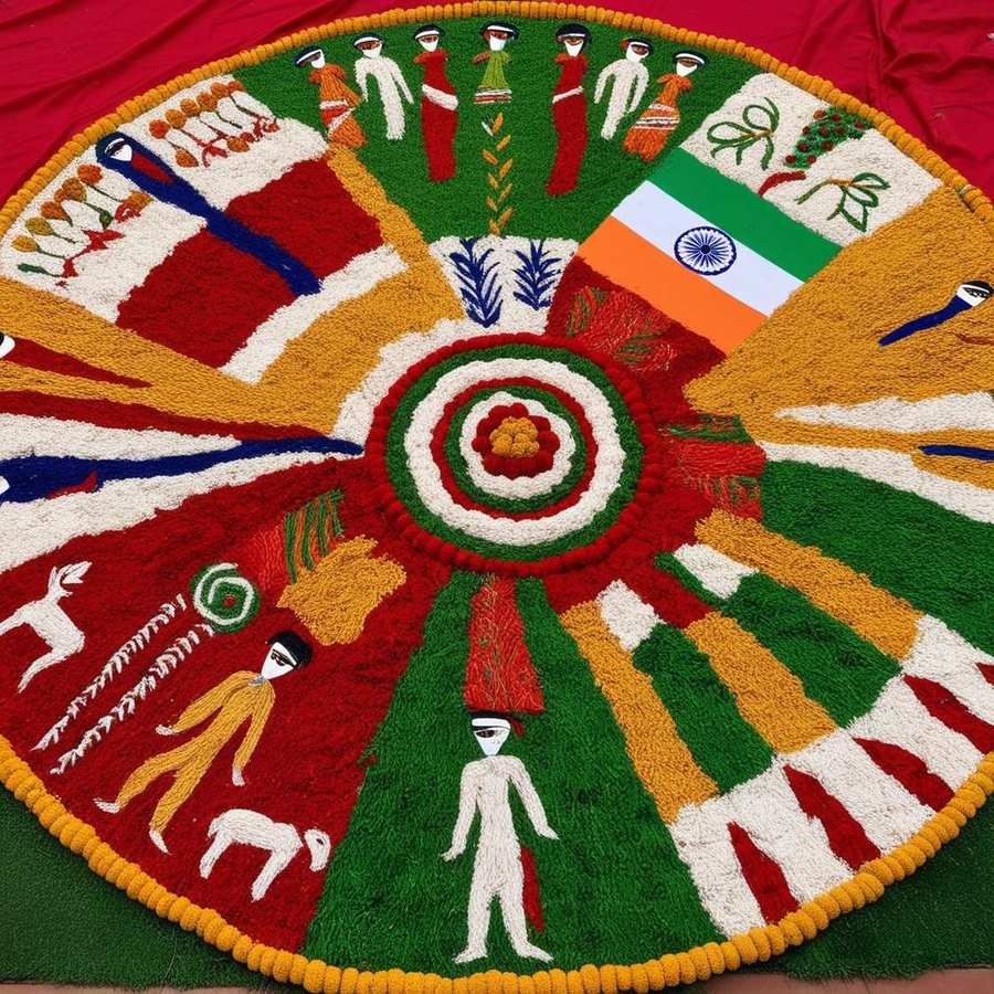 beautiful republic day rangoli with tri-color theme