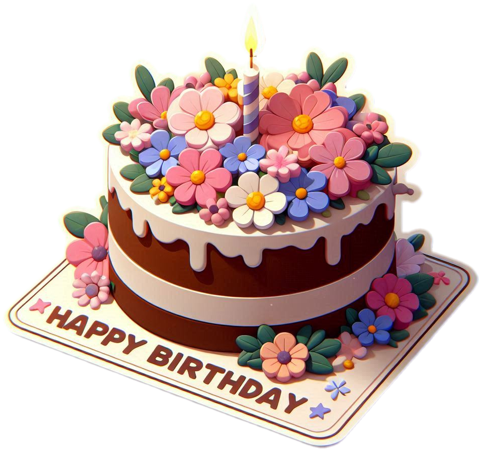 Download Free birthday cake png with flowers for websites, slideshows, and designs | royalty-free and unlimited use.