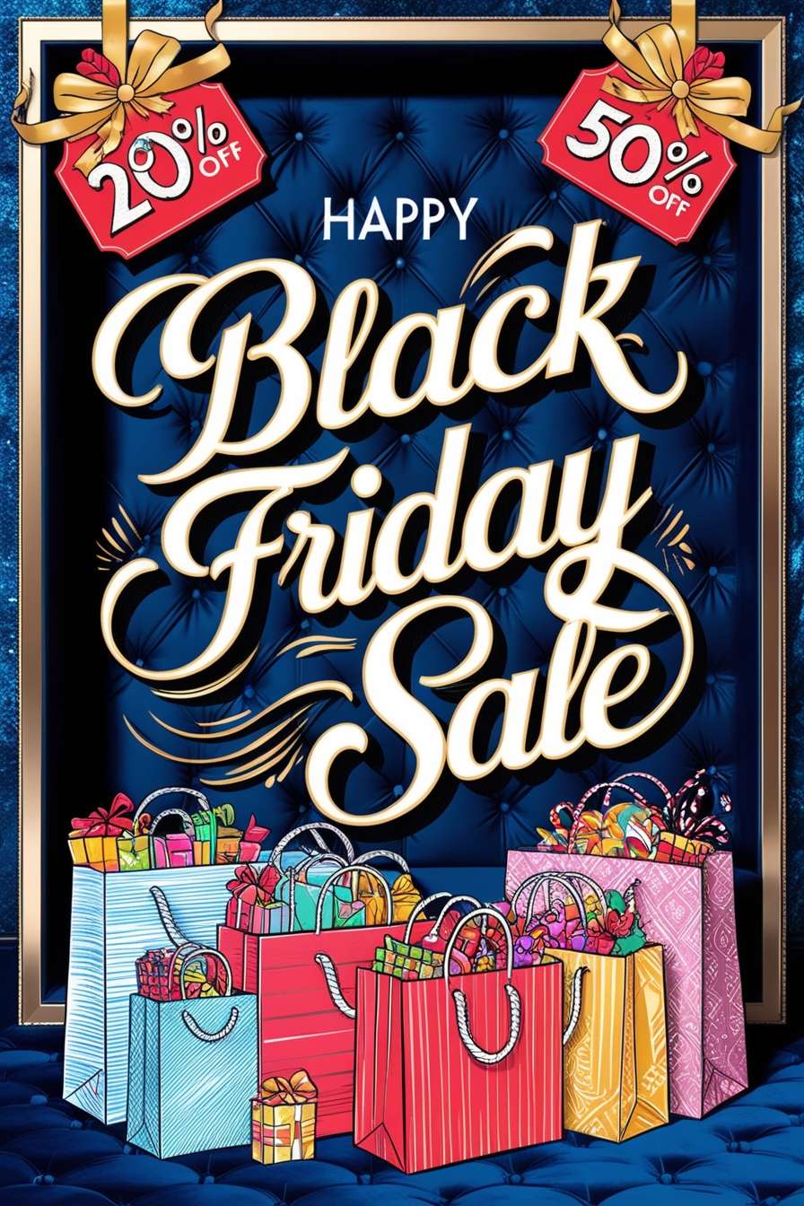 black friday sale cursive font poster