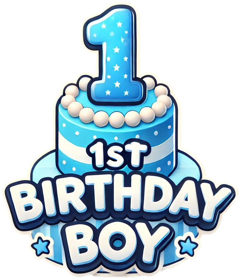 blue 1st birthday cake png for boys