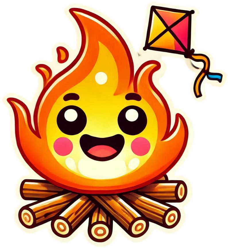 cartoon-style lohri bonfire png for kids projects