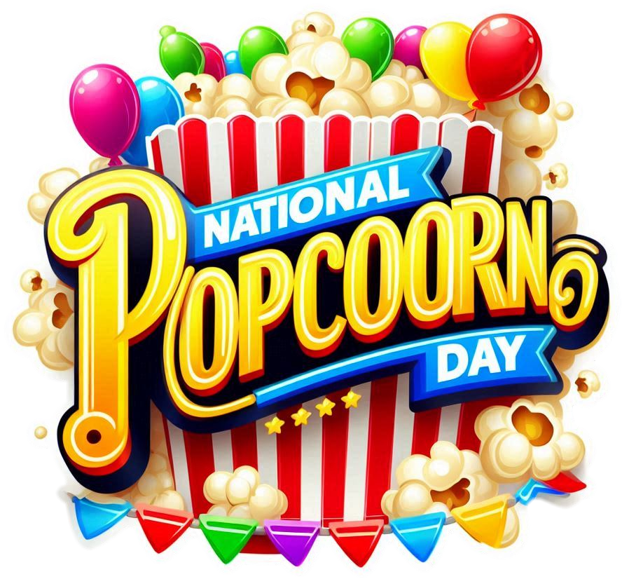 cartoon-style national popcorn day png illustrations