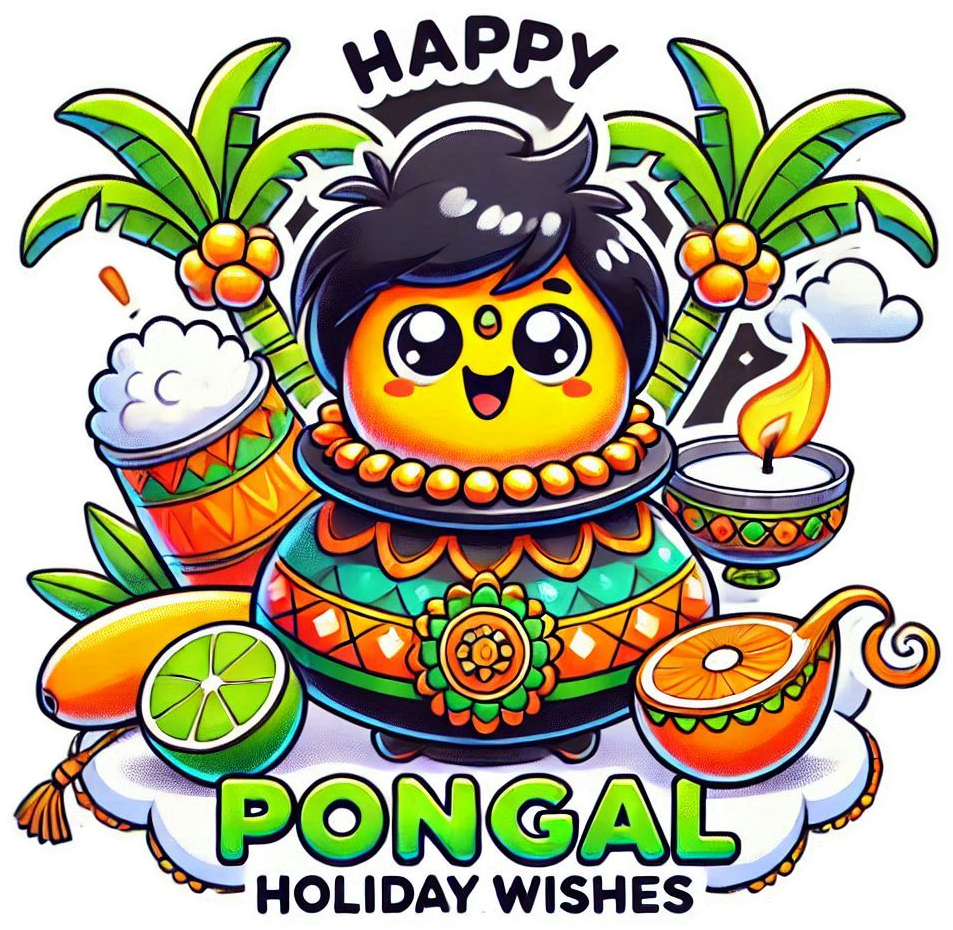 cartoon-style pongal holiday wishes png designs