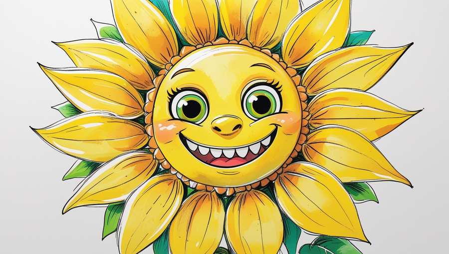 cartoon sunflower illustration for kids