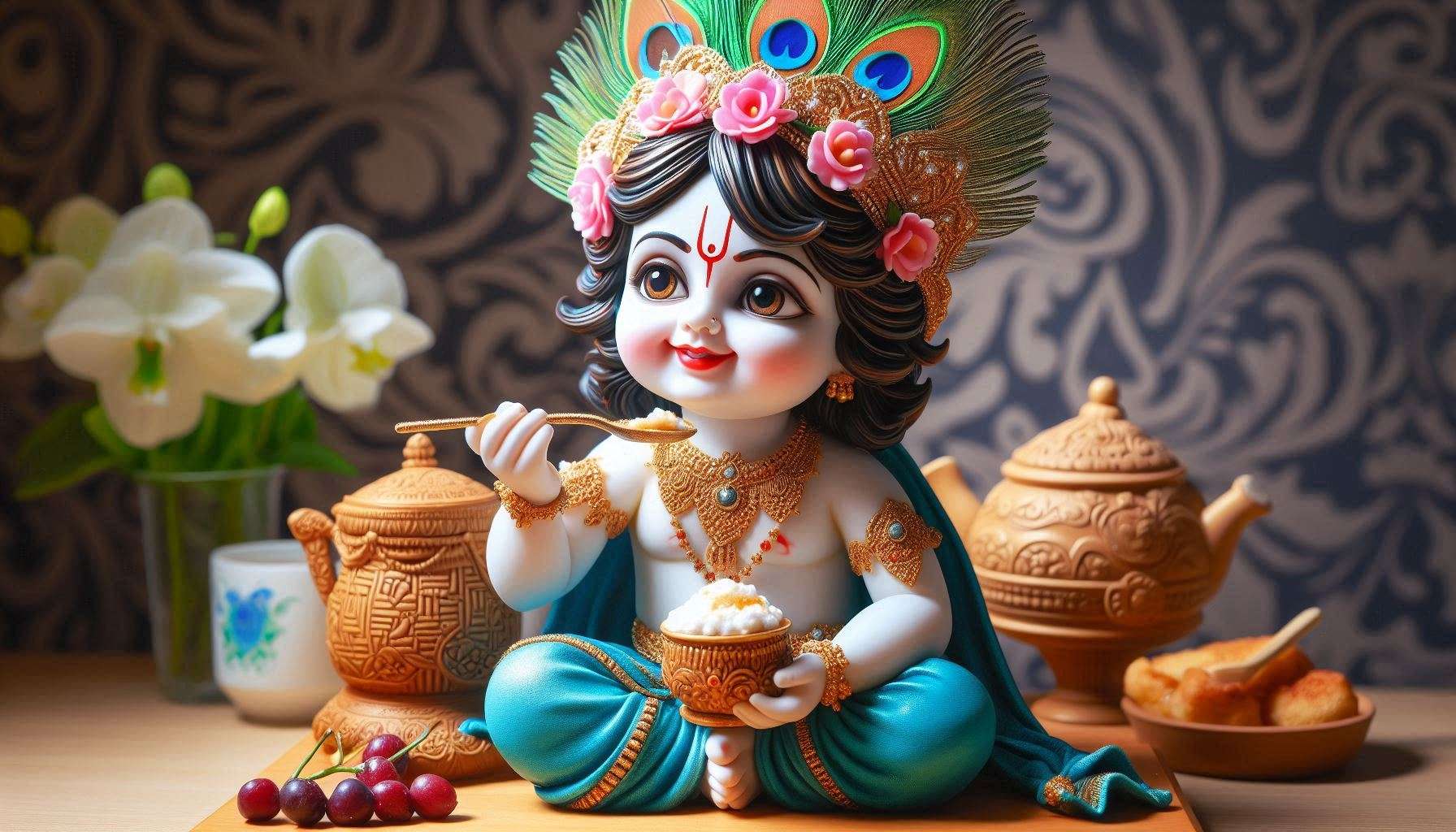 child lord krishna eating makhan images for greeting cards