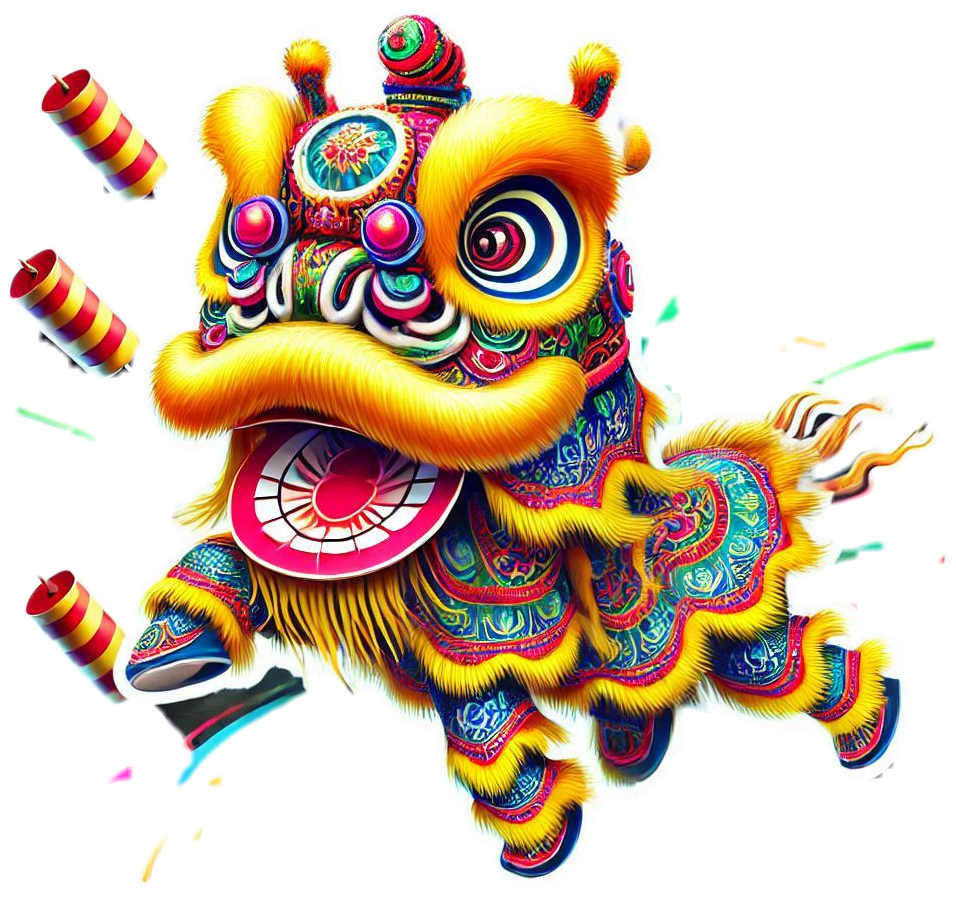 chinese new year png with lion dance art