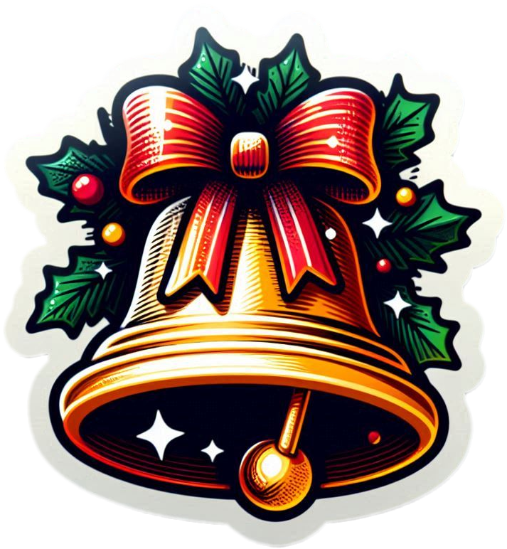 christmas bell png with festive background