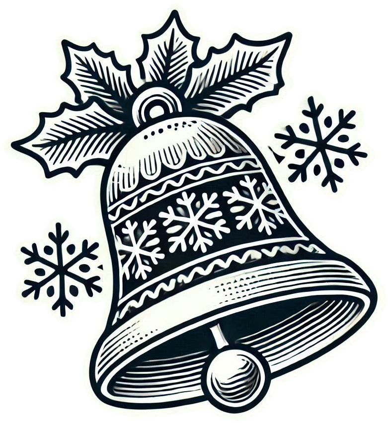 christmas bell png with snowflake details